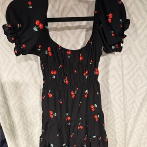 Liberty Black Skirt with Cherry Motif